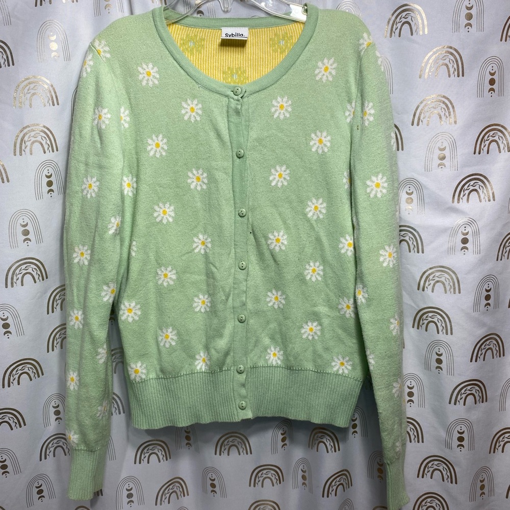 Sabina Mint Green Daisy Cardigan